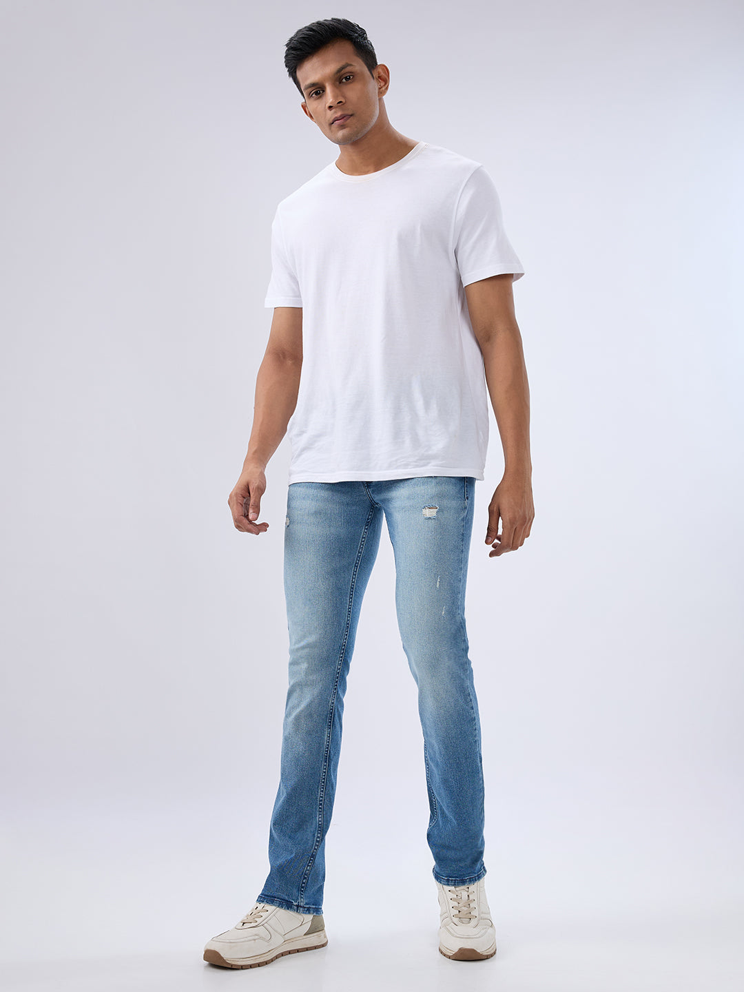 Spykar Light Blue Regular Fit Mid Rise Jeans For Men