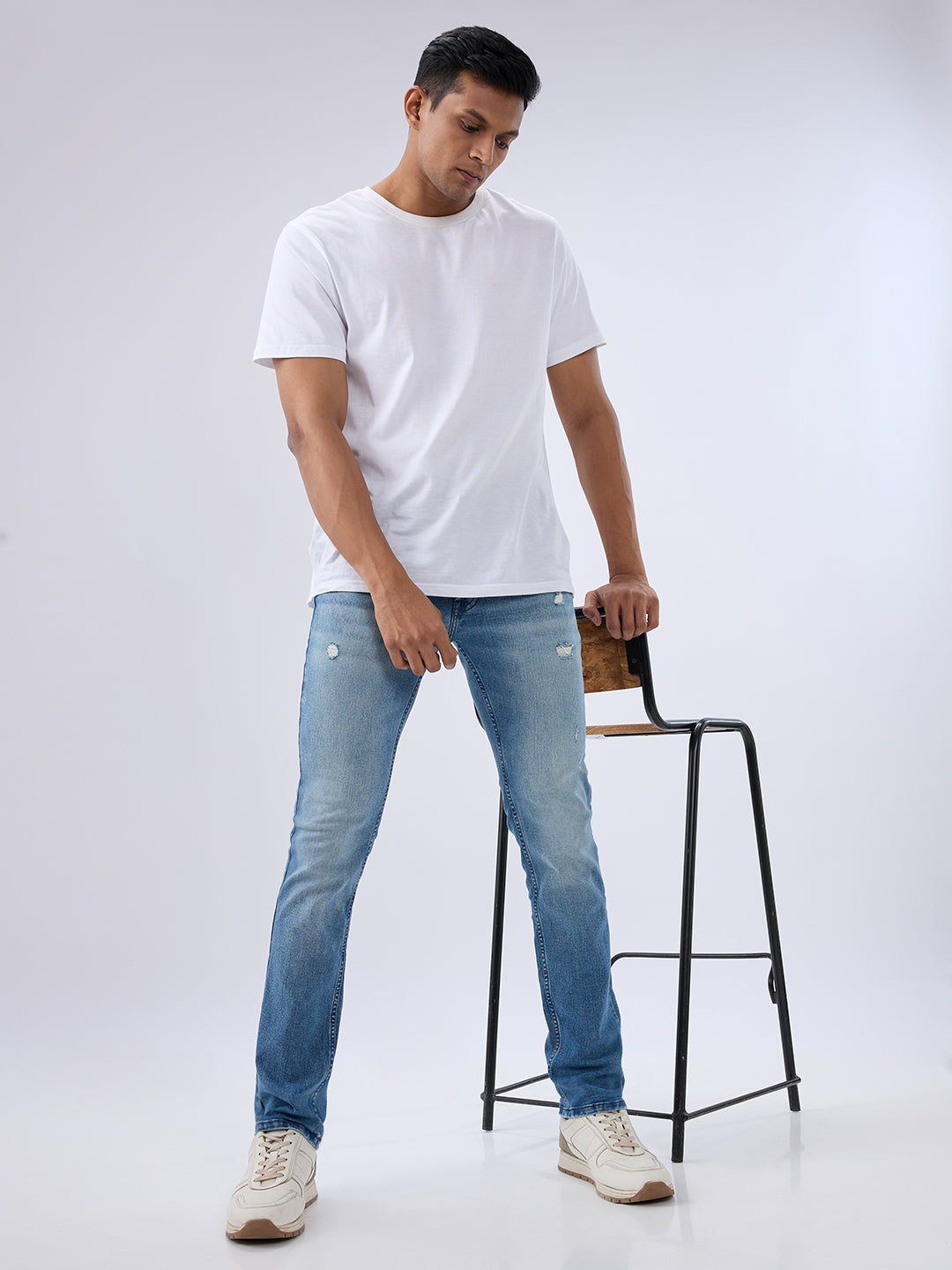 Spykar Light Blue Regular Fit Mid Rise Jeans For Men