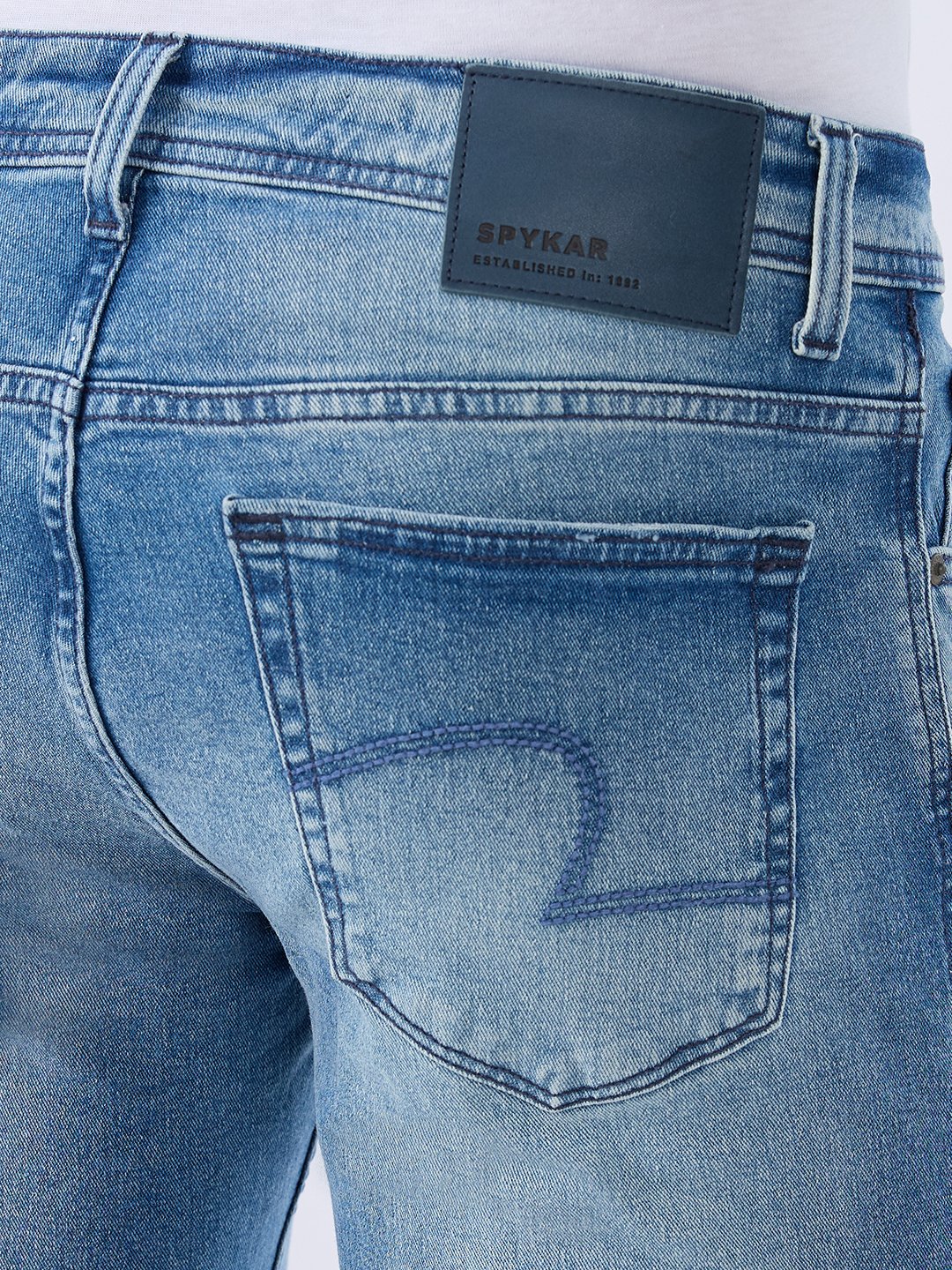 Spykar Light Blue Regular Fit Mid Rise Jeans For Men