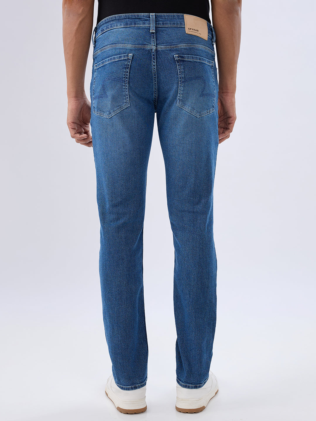 Spykar Mid Blue Regular Fit Mid Rise Jeans For Men