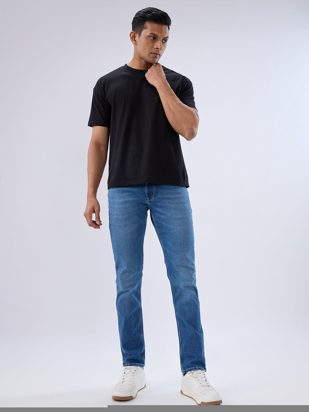Spykar Mid Blue Regular Fit Mid Rise Jeans For Men