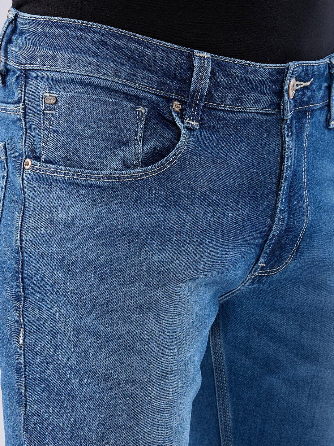 Spykar Mid Blue Regular Fit Mid Rise Jeans For Men