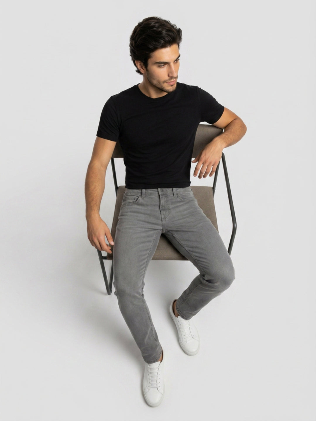 Men Rover Jeans Regular Fit Grey Mid Rise