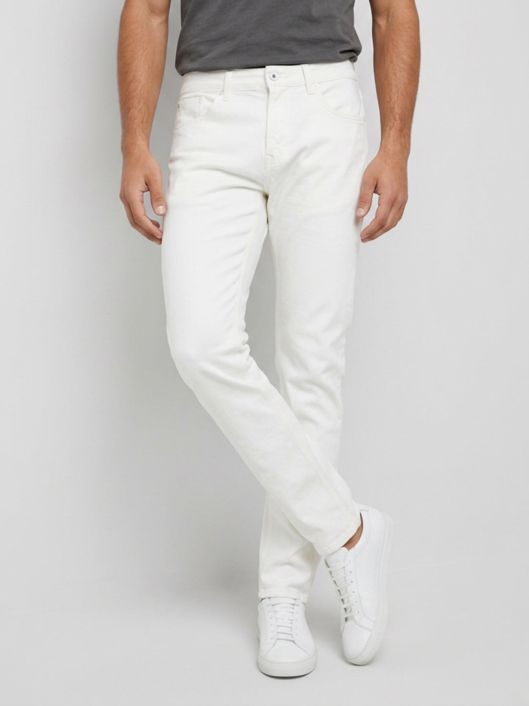 Men Rover Jeans Regular Fit White Mid Rise