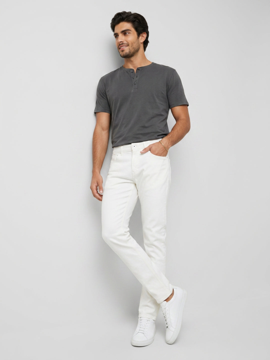 Men Rover Jeans Regular Fit White Mid Rise