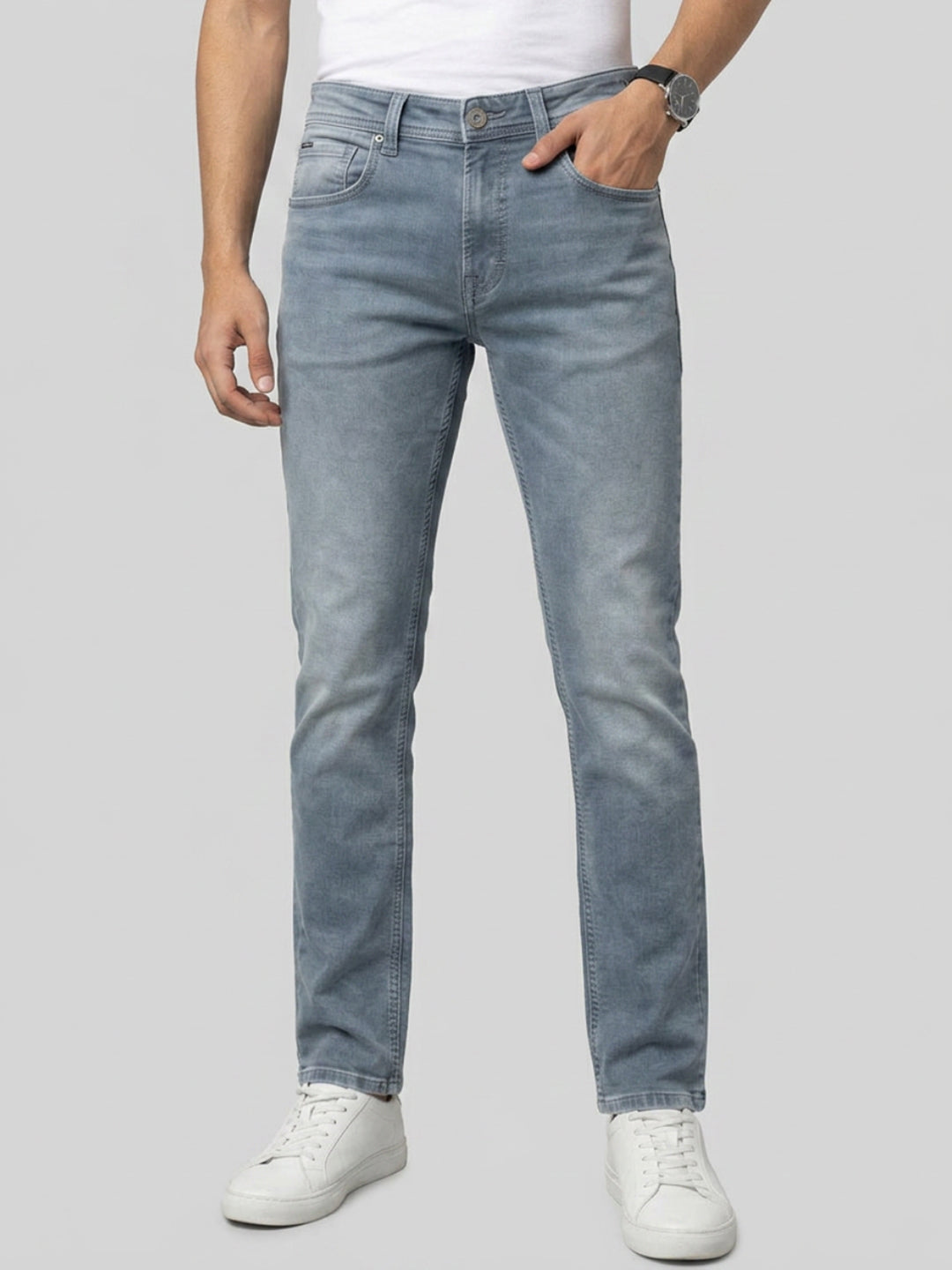Men Rover Jeans Regular Fit Grey Mid Rise