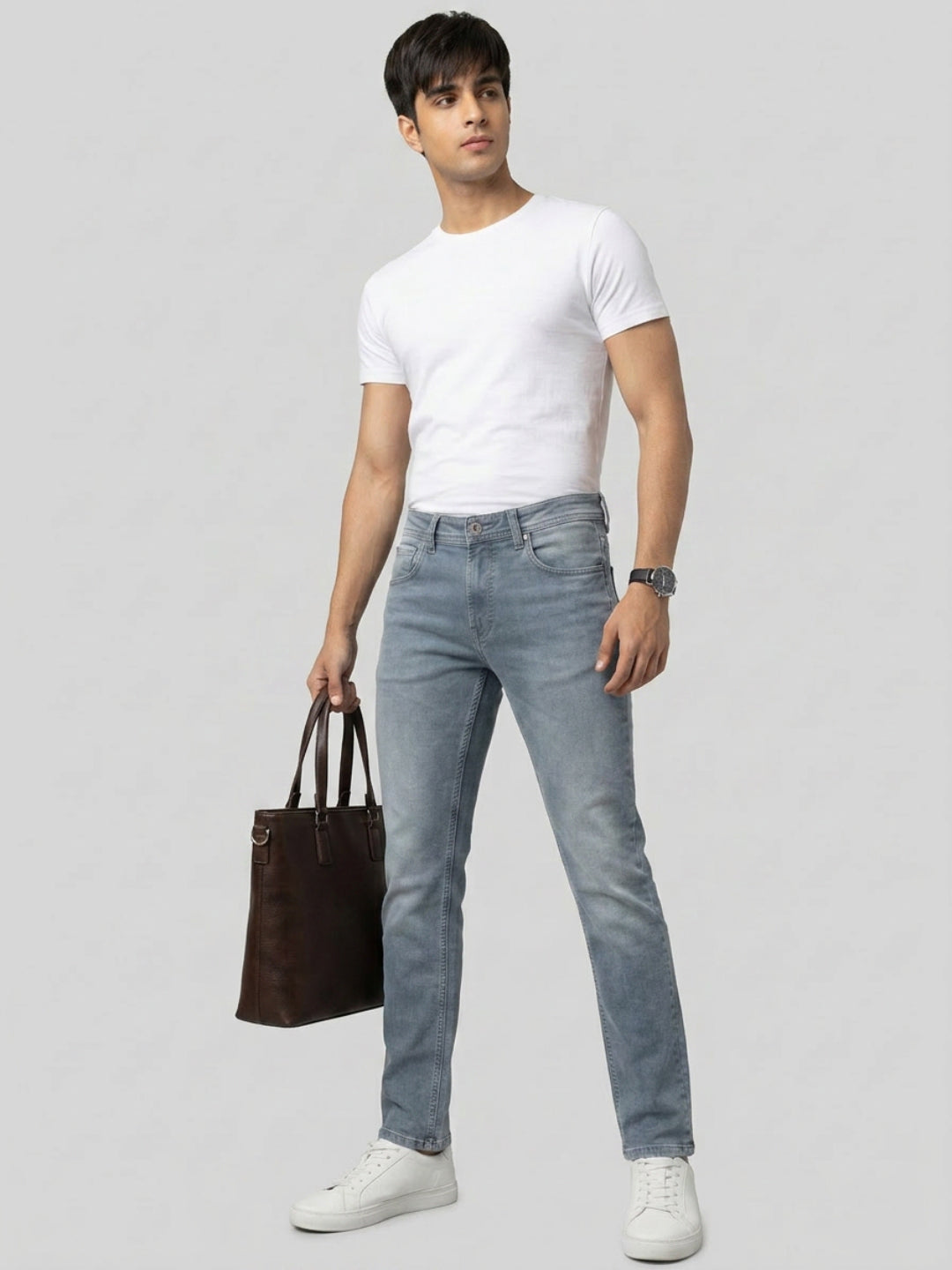 Men Rover Jeans Regular Fit Grey Mid Rise