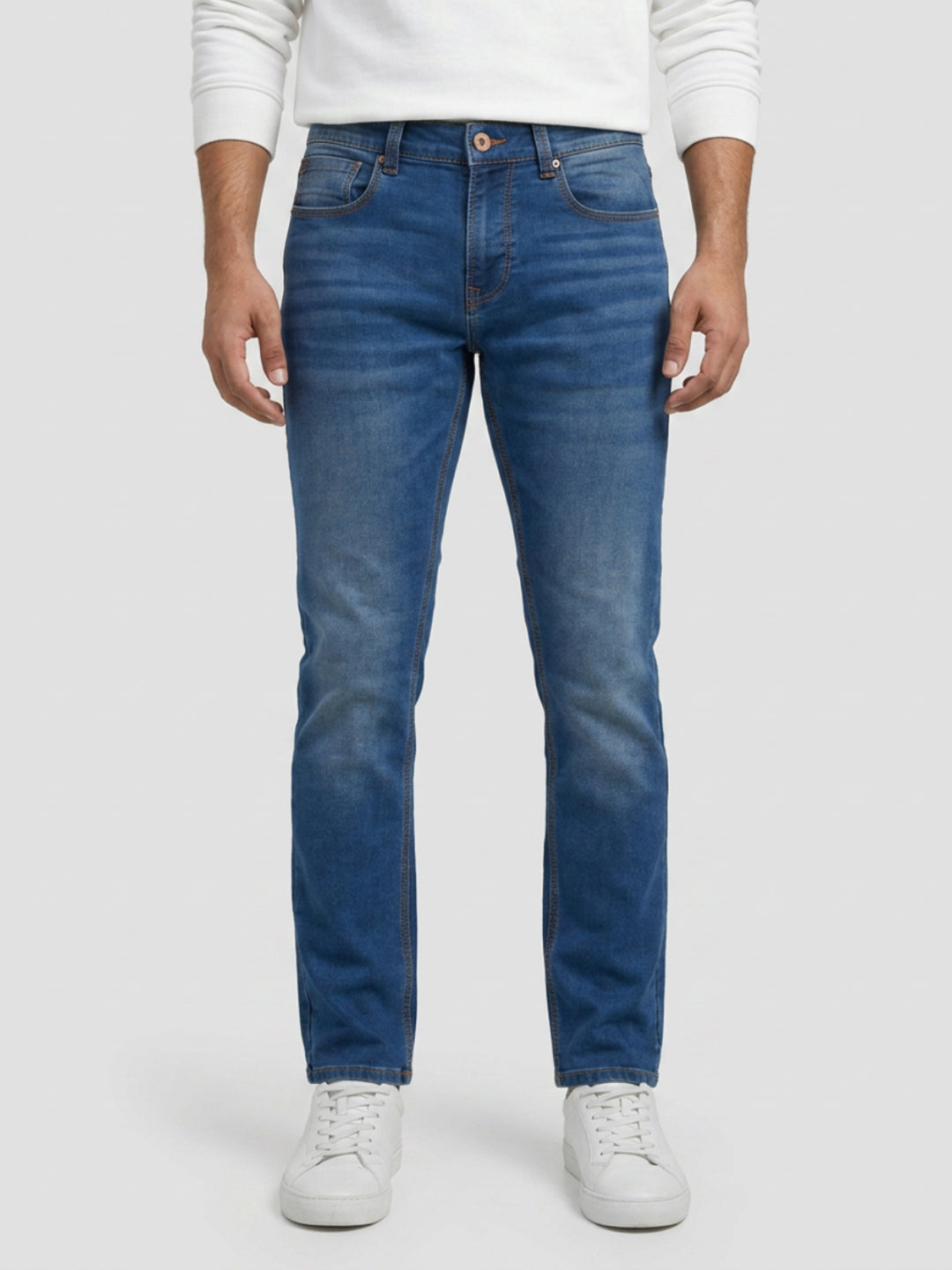 Men Rover Jeans Regular Fit Mid Blue Mid Rise
