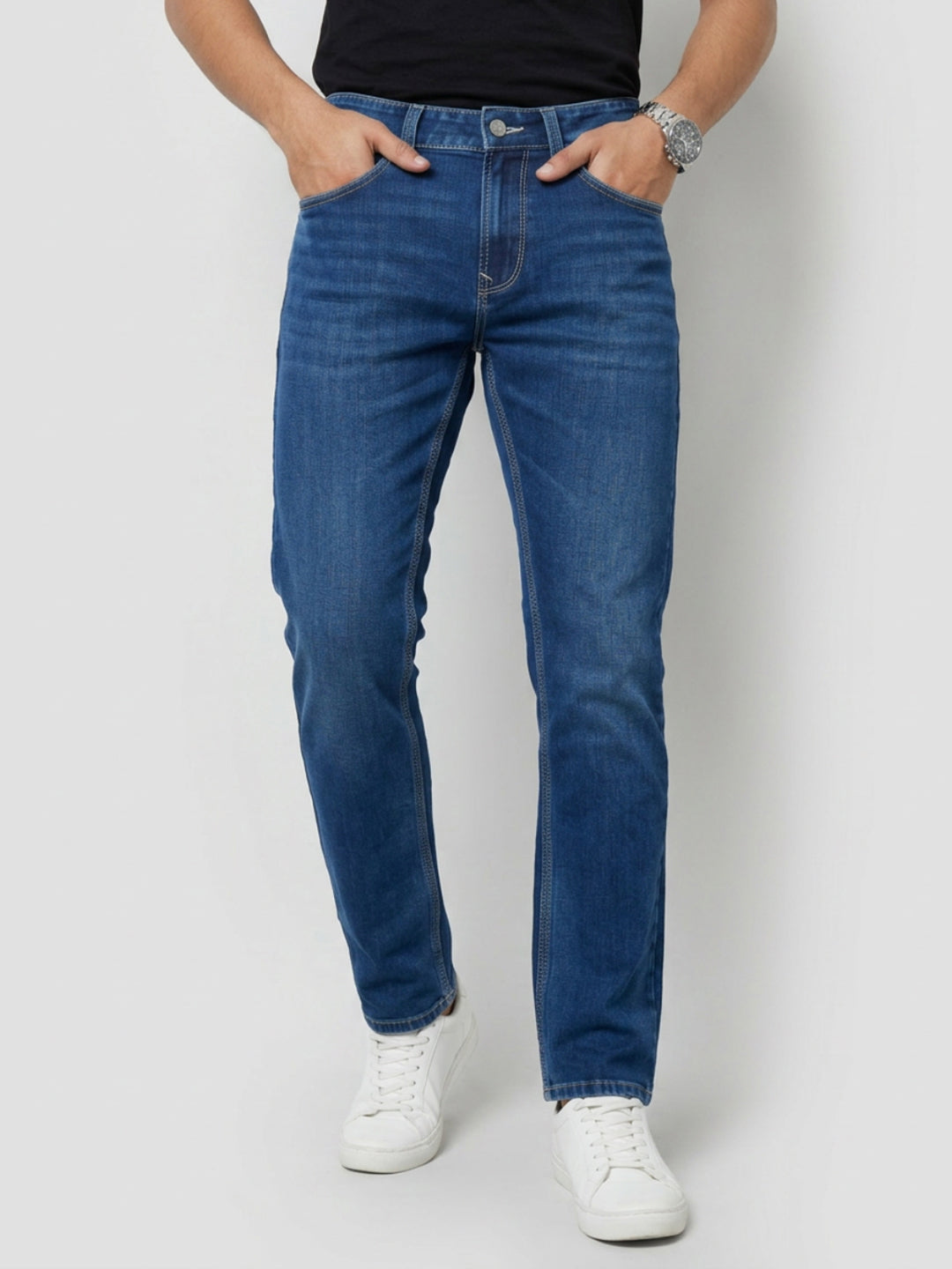 Men Rover Jeans Regular Fit Dark Blue Mid Rise