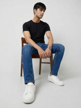 Men Rover Jeans Regular Fit Dark Blue Mid Rise