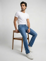 Men Rover Jeans Regular Fit Mid Blue Mid Rise