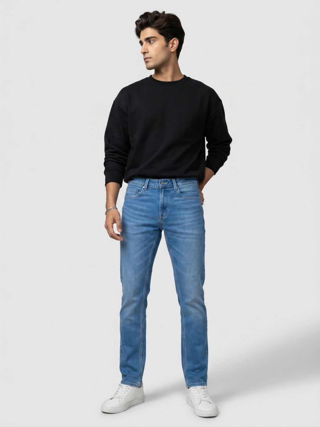 Men Rover Jeans Regular Fit Light Blue Mid Rise