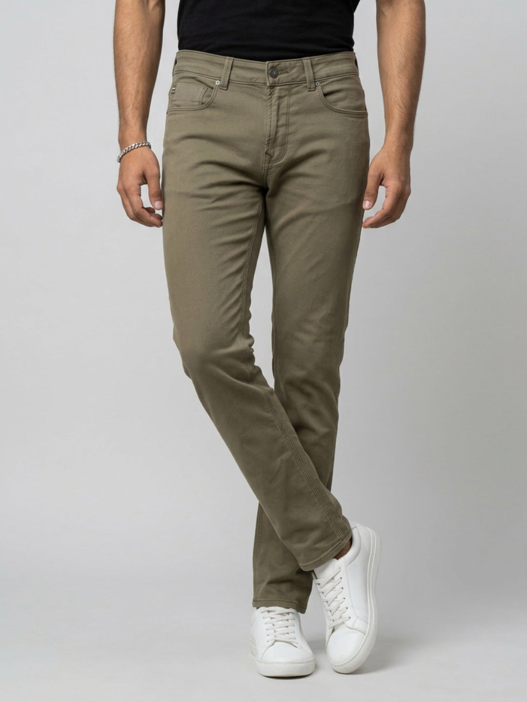 Men Rover Jeans Regular Fit Green Mid Rise