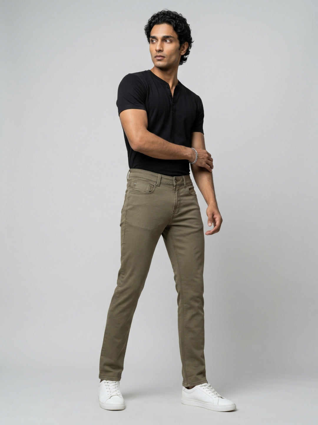Men Rover Jeans Regular Fit Green Mid Rise