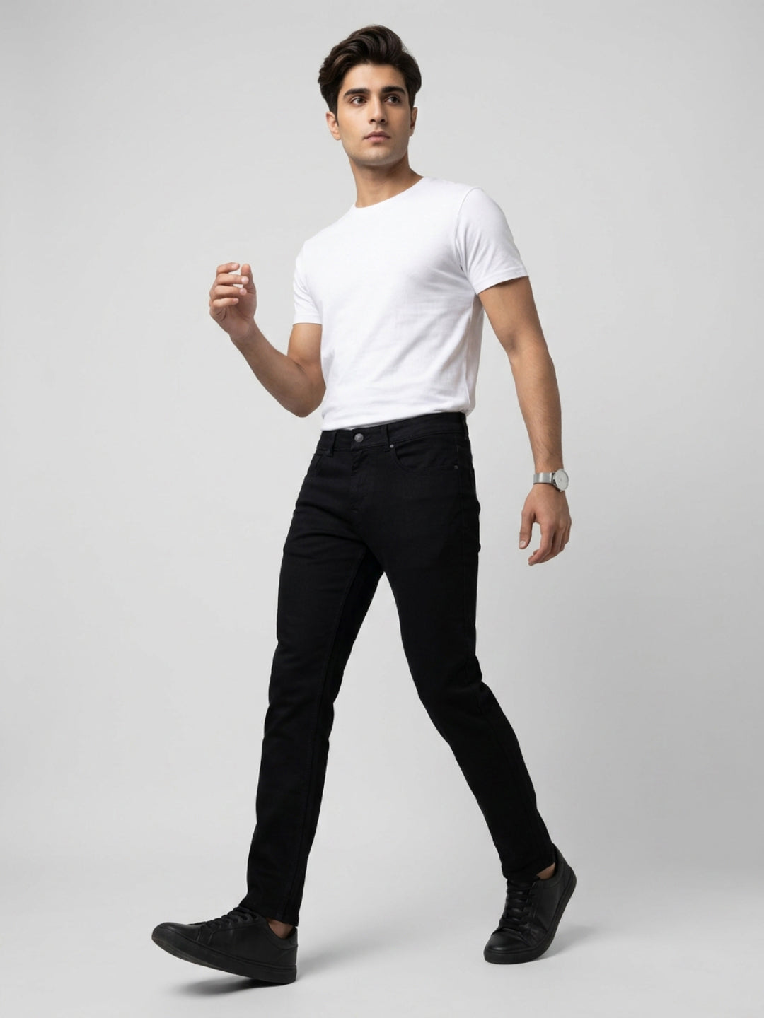 Men Rover Jeans Regular Fit Black Mid Rise