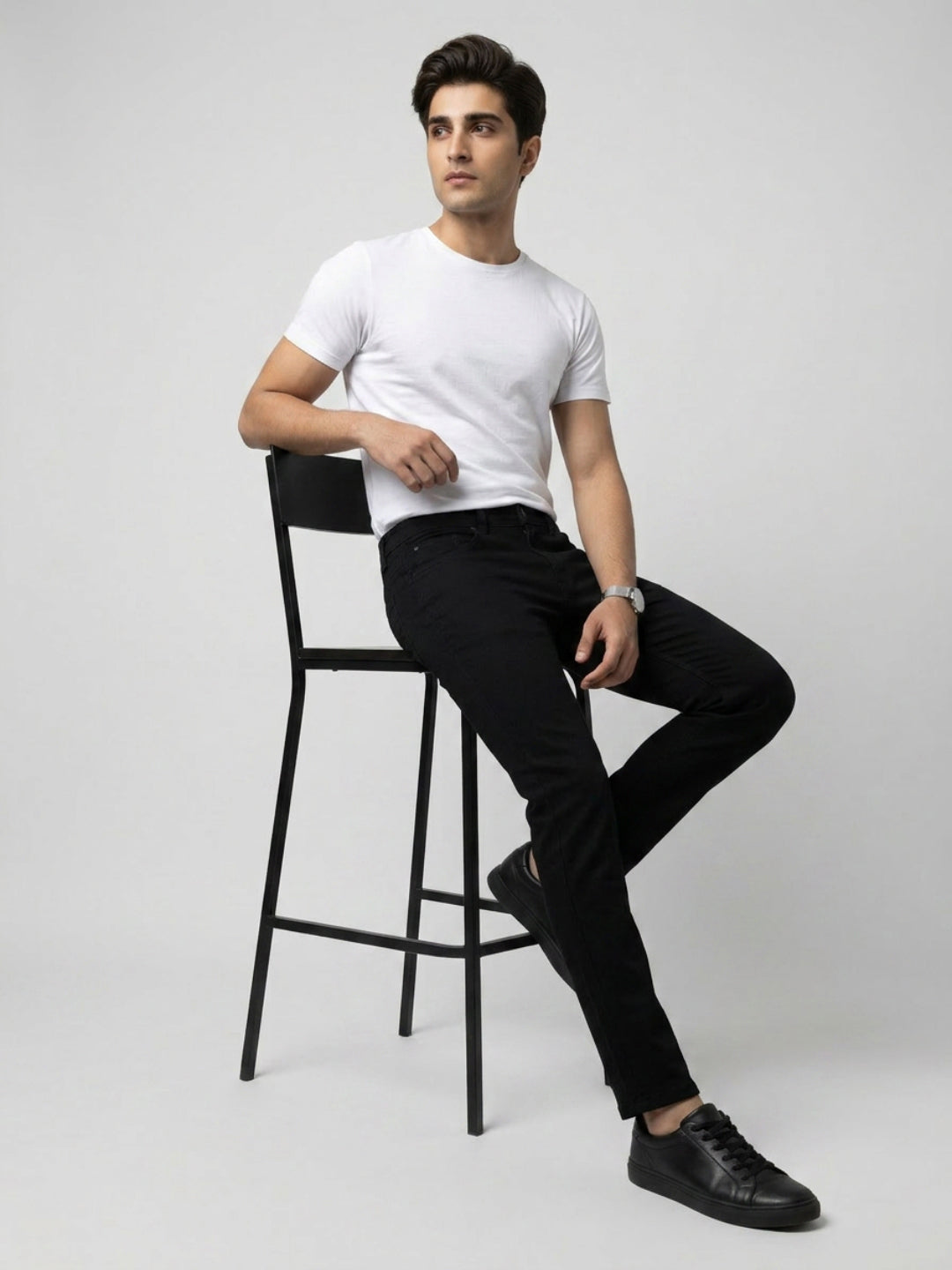 Men Rover Jeans Regular Fit Black Mid Rise