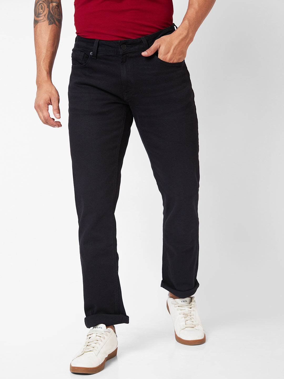 Spykar Men Mid Rise Clean Look Cotton Jeans