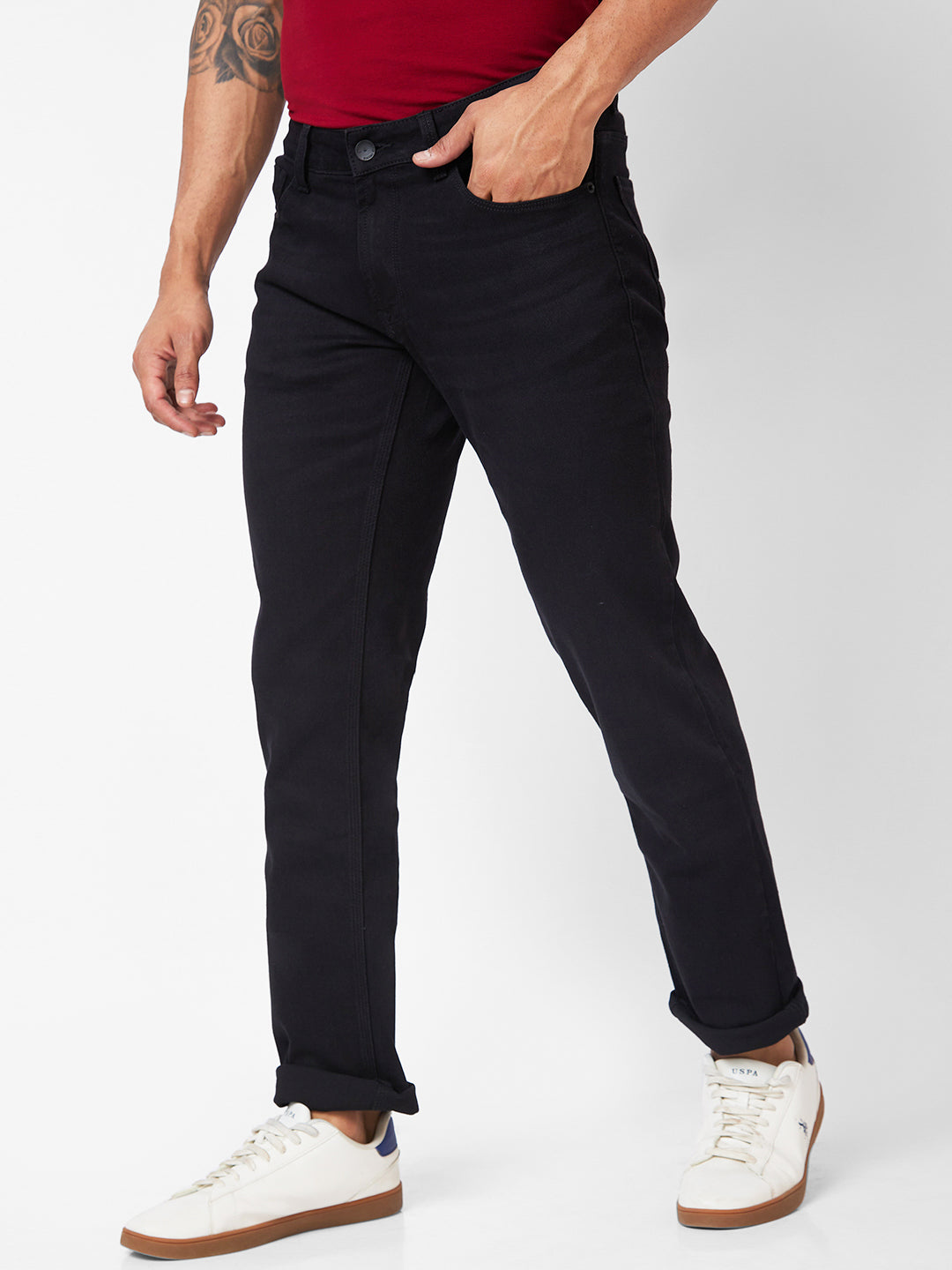 Spykar Men Mid Rise Clean Look Cotton Jeans