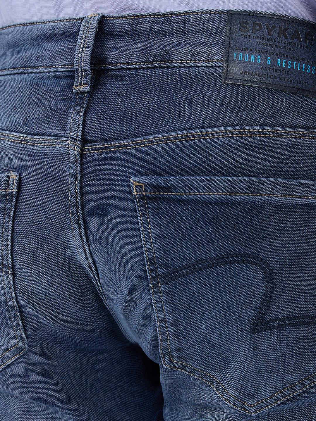 Spykar Raw Blue Low Rise Slim Fit Casual Jeans For Men