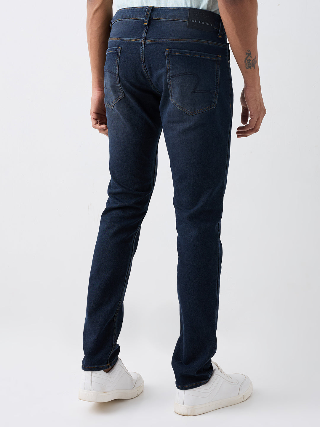 Spykar Dark Blue Low Rise Slim Fit Casual Jeans For Men