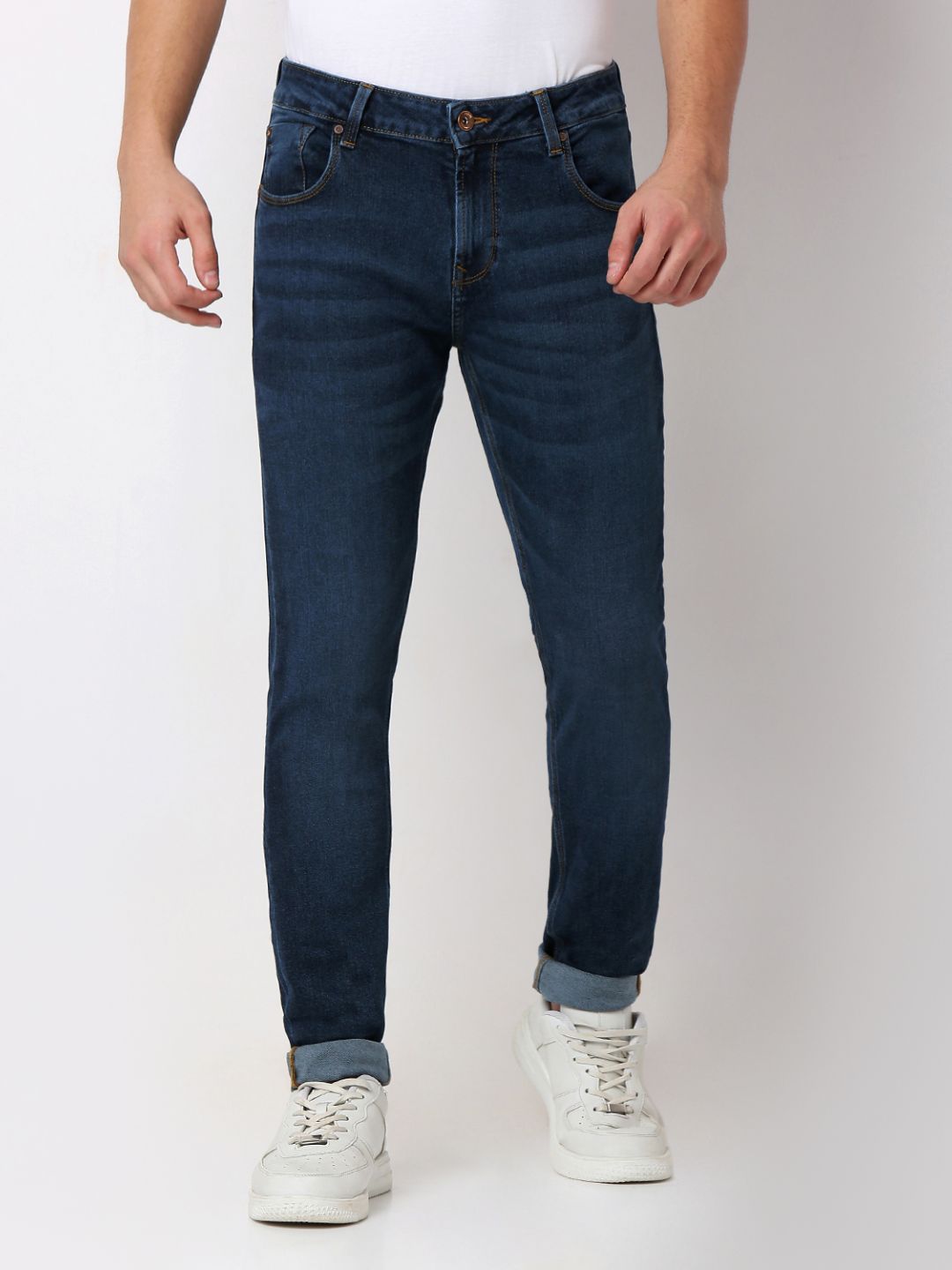 Spykar Dark Blue Slim Fit Low Rise Jeans For Men