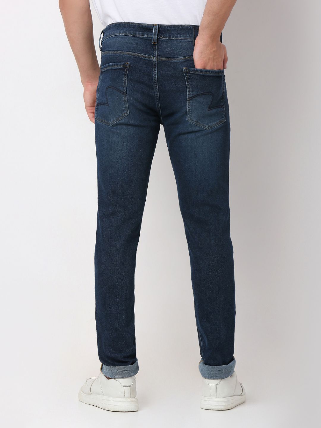 Spykar Dark Blue Slim Fit Low Rise Jeans For Men