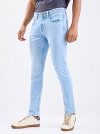 Men Jeans Slim Fit Light Blue Low Rise