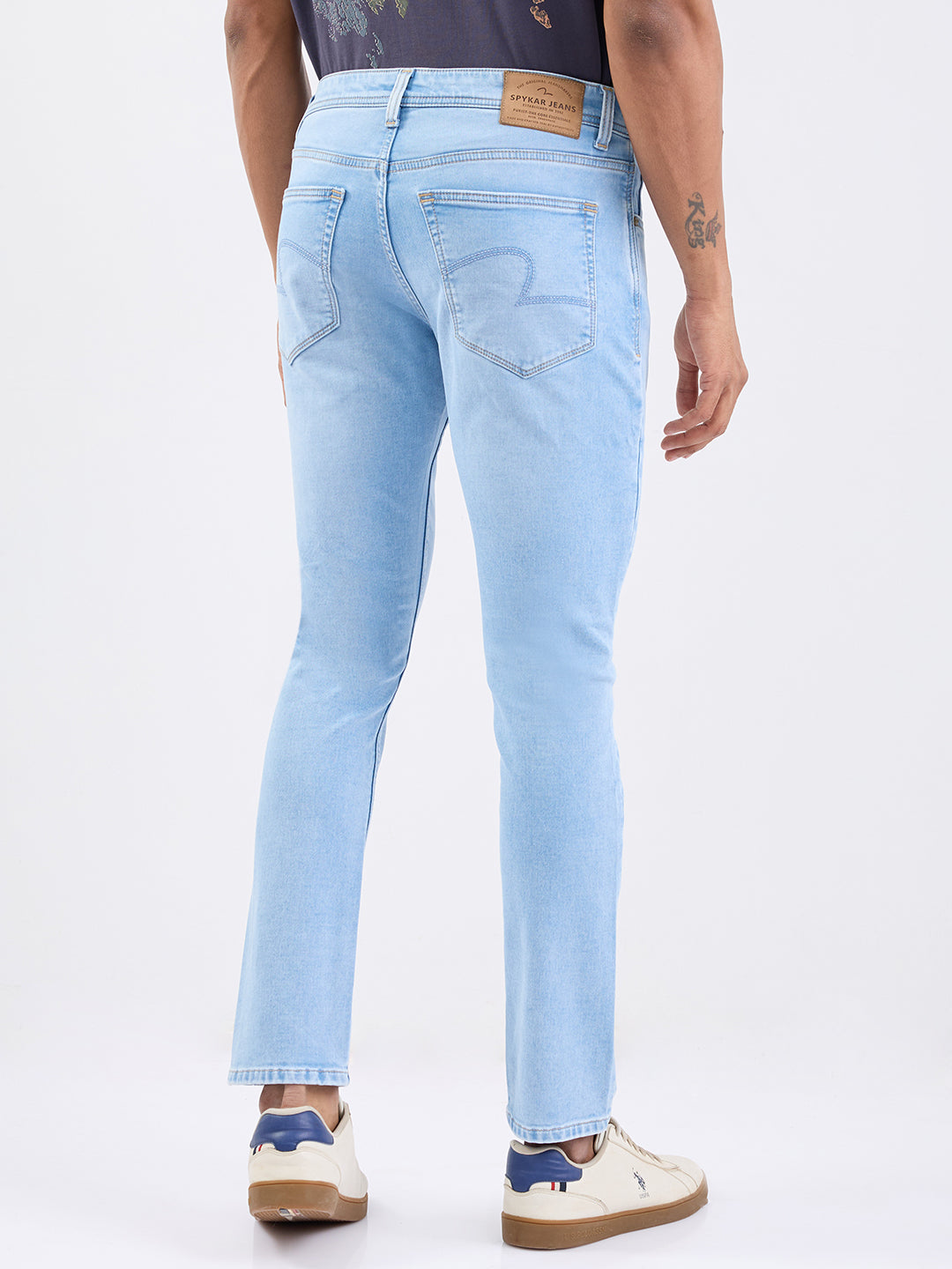 Spykar Light Blue Low Rise Slim Fit Casual Jeans For Men