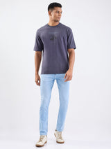 Men Jeans Slim Fit Light Blue Low Rise