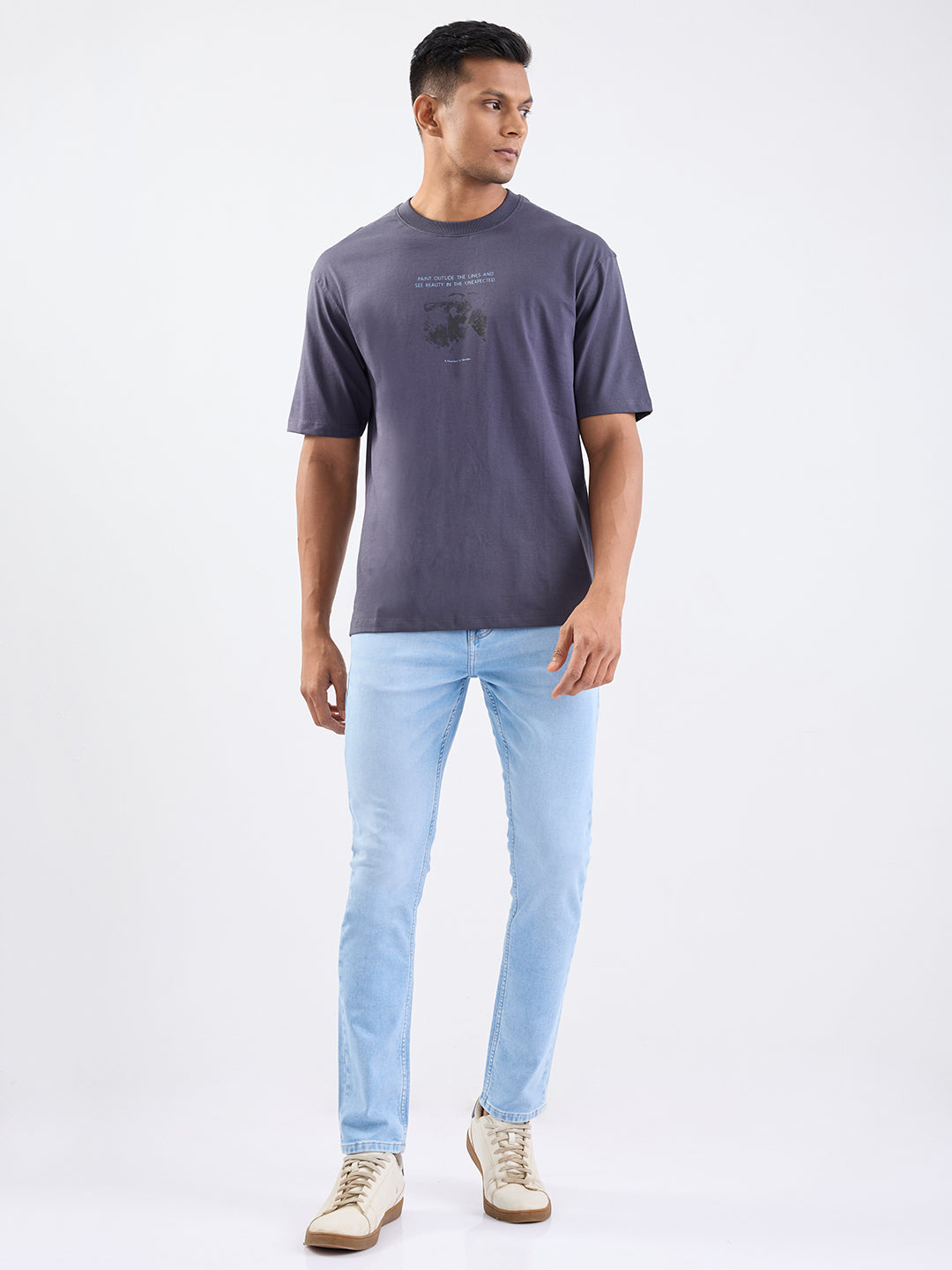 Men Jeans Slim Fit Light Blue Low Rise