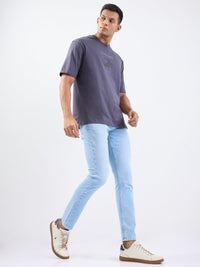 Men Jeans Slim Fit Light Blue Low Rise