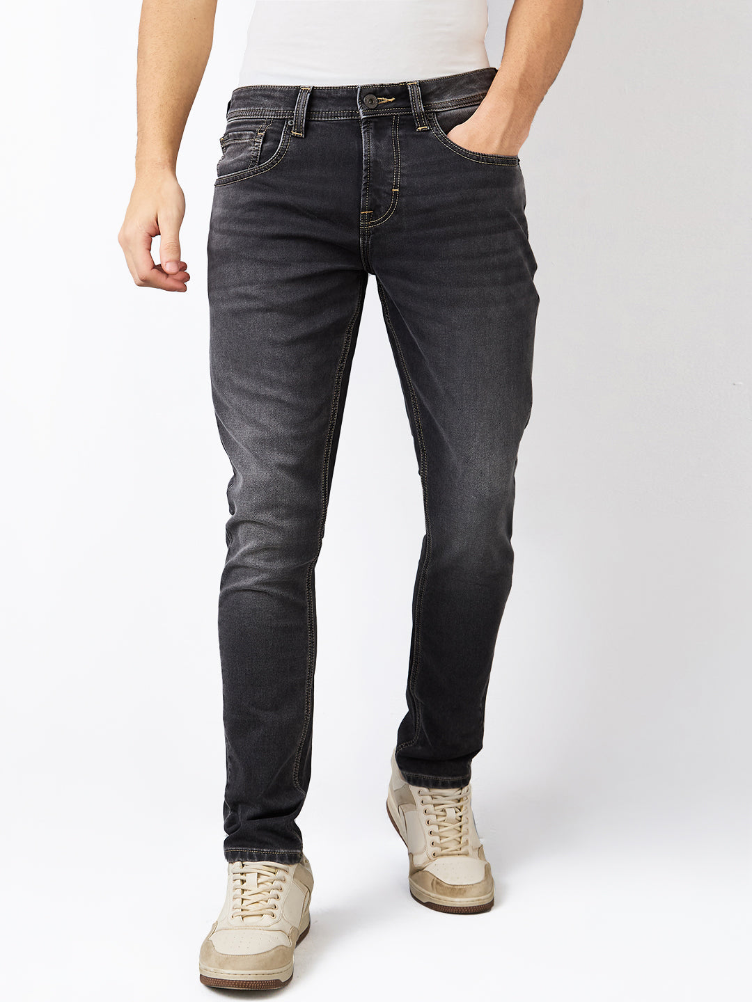 Spykar Slim Fit Low Rise Cotton Jeans For Men