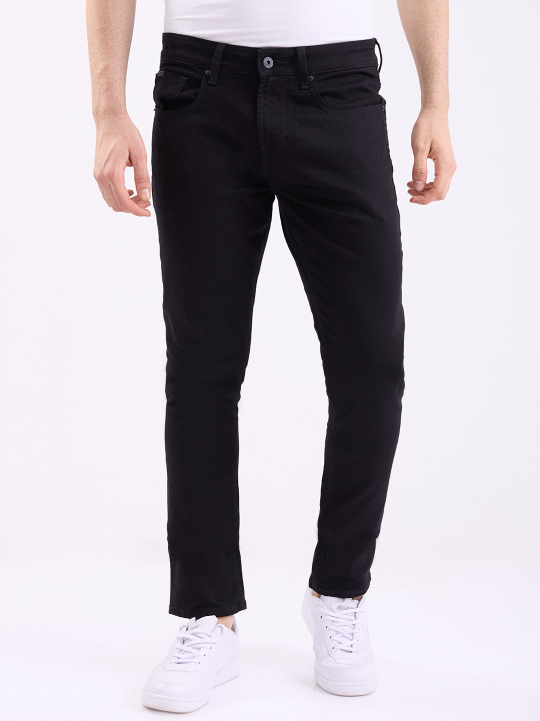 Men Jeans Slim Fit Black Low Rise