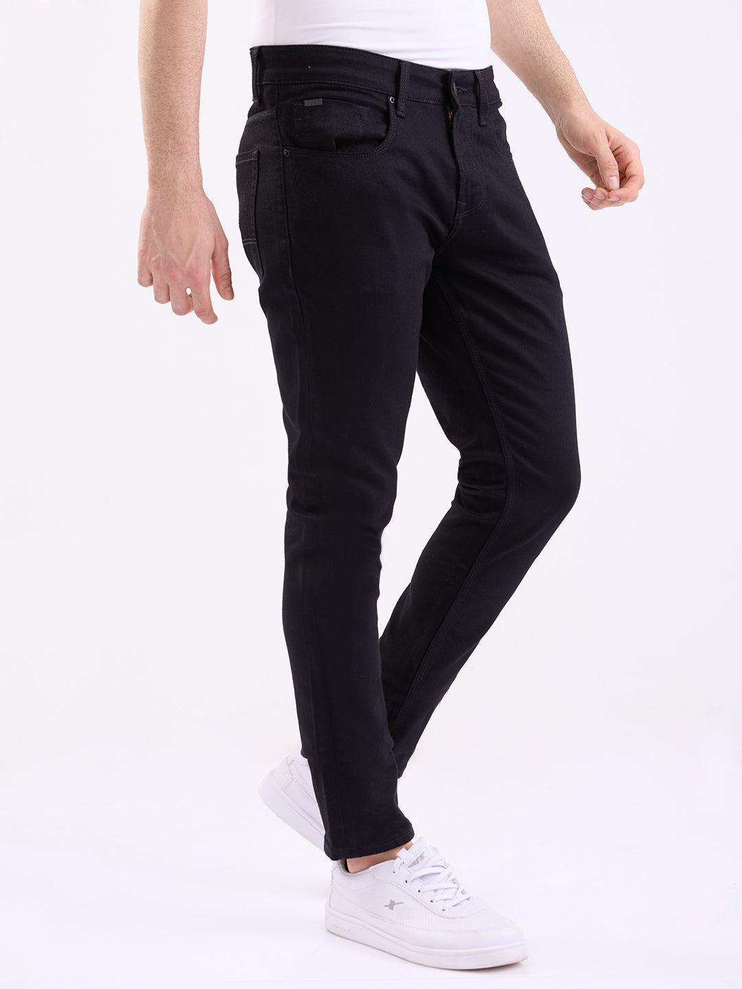 Men Jeans Slim Fit Black Low Rise