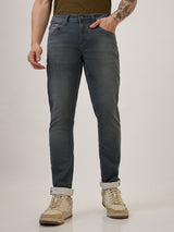 Spykar Grey Slim Fit Low Rise Casual Jeans For Men