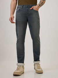 Spykar Grey Slim Fit Low Rise Casual Jeans For Men