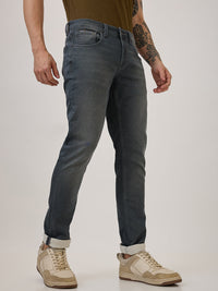 Spykar Grey Slim Fit Low Rise Casual Jeans For Men
