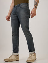 Spykar Grey Slim Fit Low Rise Casual Jeans For Men