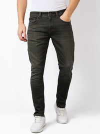 Men Jeans Slim Fit Olive Low Rise