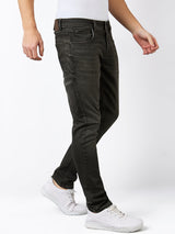 Men Jeans Slim Fit Olive Low Rise