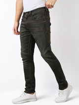 Men Jeans Slim Fit Olive Low Rise