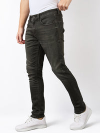 Men Jeans Slim Fit Olive Low Rise