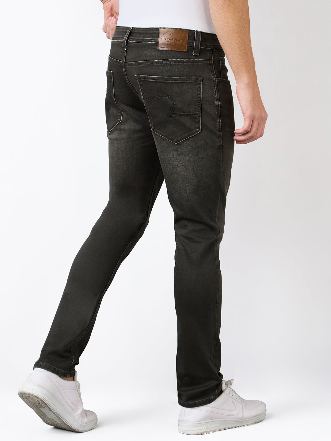 Men Jeans Slim Fit Olive Low Rise