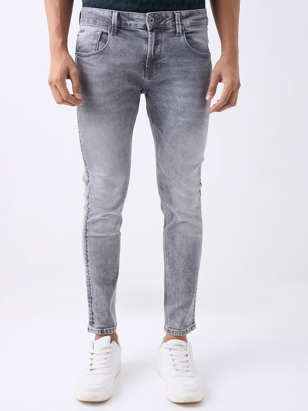 Spykar Grey Low Rise Skinny Fit Casual Jeans For Men