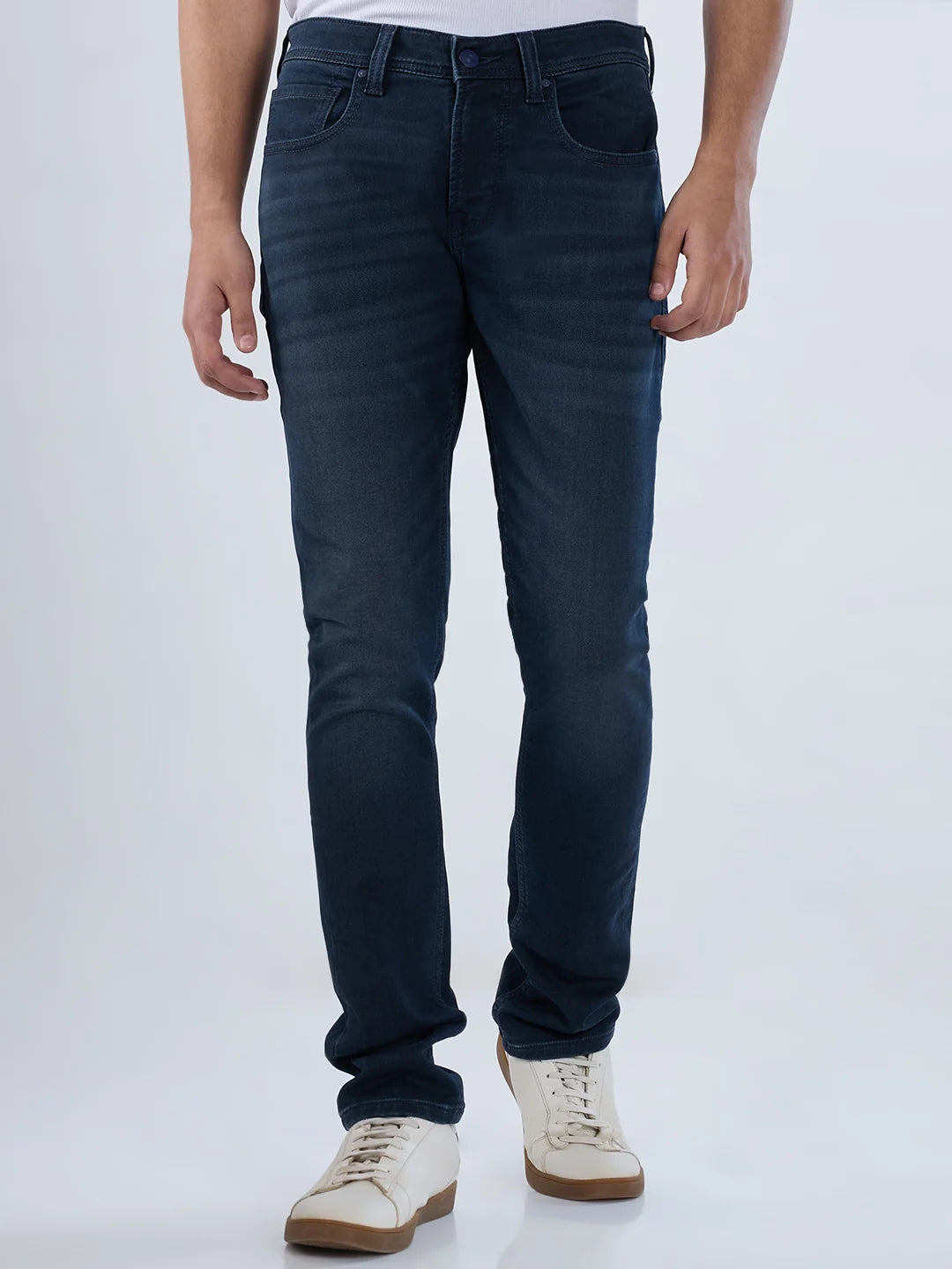 Men Jeans Slim Fit Blue Low Rise