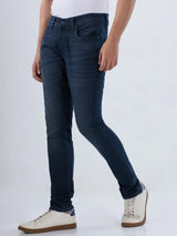 Men Jeans Slim Fit Blue Low Rise
