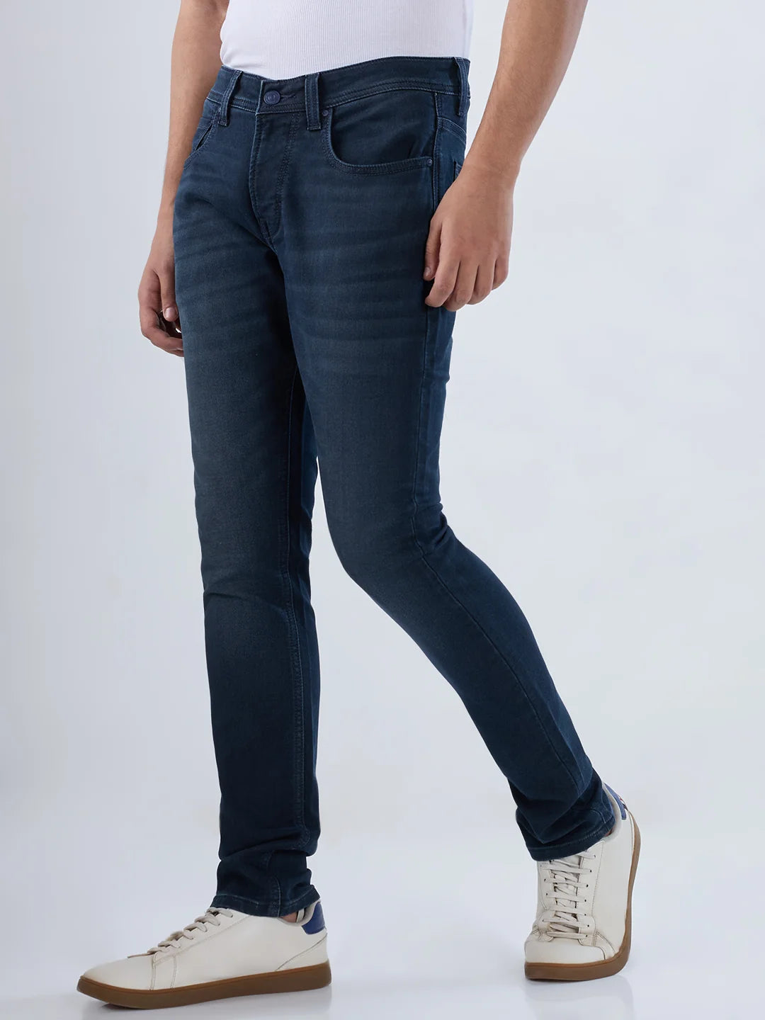 Men Jeans Slim Fit Blue Low Rise