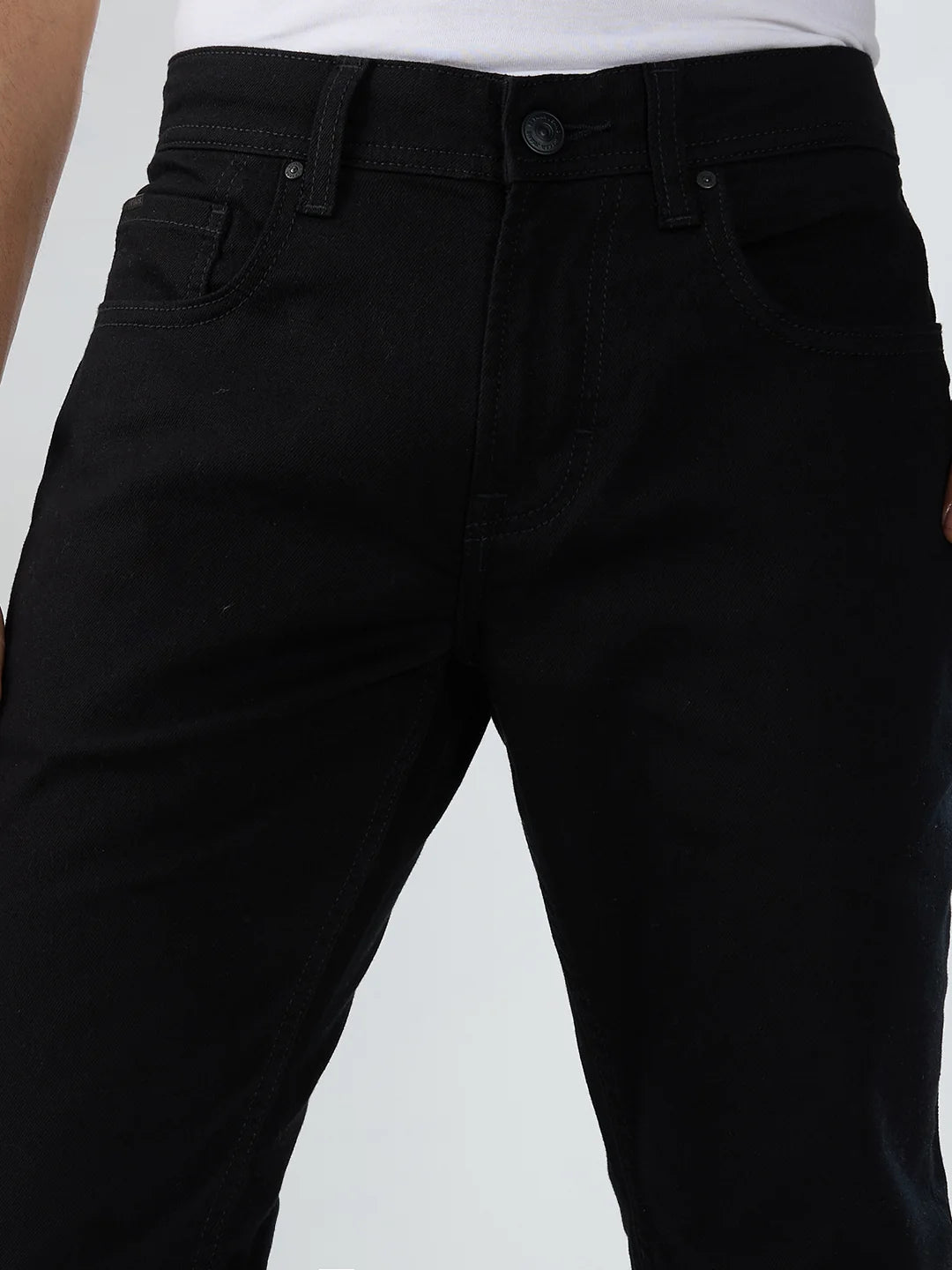 Men Kano Jeans Slim Fit Black Low Rise
