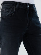 Men Kano Jeans Slim Fit Black Low Rise