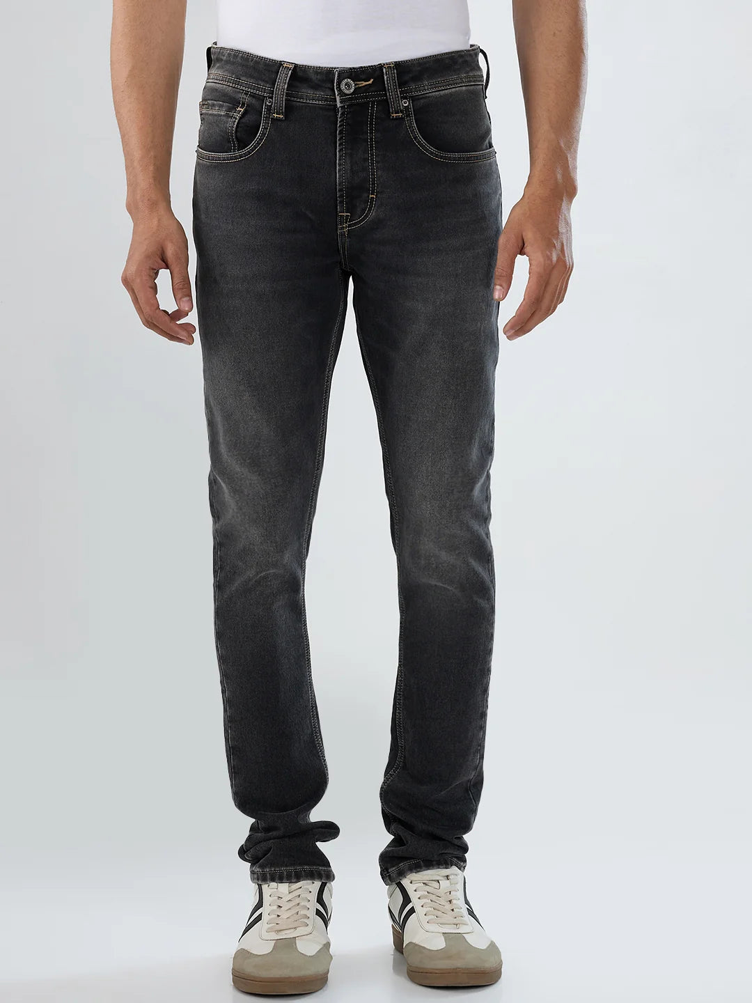 Men Jeans Slim Fit Black Low Rise